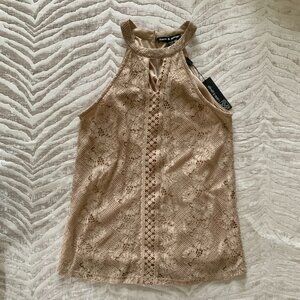 Cable & Gauge Beige Laced Halter Top | Small Halter Top